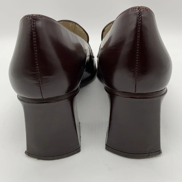 Kenneth Cole Brown Leather Square Toe Loafer Heels - Picture 3 of 10